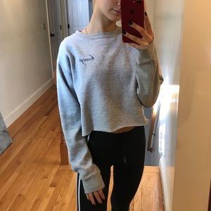 grey “honey” cropped sweater